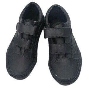 Vans Old Skool V Classic Tumble Black Mono Leather Kids Size 11.5